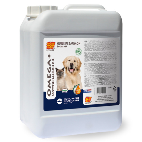 OMEGA+ Schotse Zalmolie voor honden 8 BF Petfood OMEGA+ Schotse Zalmolie 5 liter jerrycan voor honden en katten