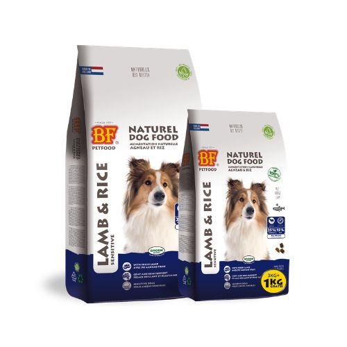 BF Petfood Lam & Rijst Glutenvrij – Hypoallergeen Droogvoer voor Honden 3 BF Petfood Lam & Rijst glutenvrij droogvoer, beide verpakkingen 3+1 kg en 12,5 kg