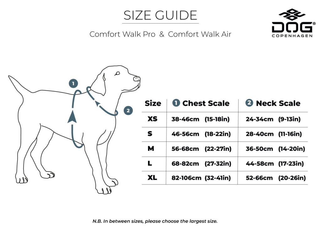 Comfort Walk Pro tuig 2020 18 Maatvoering Comfort Walk Pro Air tuig Dog Copenhagen