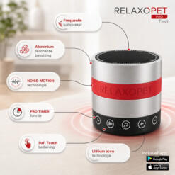 RelaxoPet PRO Touch anti-stress systeem voor honden 17 Kenmerken van de RelaxoPet PRO Touch: noise motion, pro timer, soft touch bediening en lithium accu