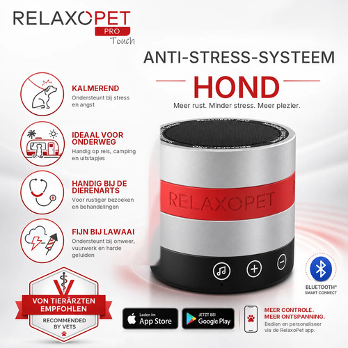 RelaxoPet PRO Touch anti-stress systeem voor honden 4 Voordelen van de RelaxoPet PRO Touch: kalmerend, ideaal onderweg, handig bij de dierenarts en fijn bij lawaai