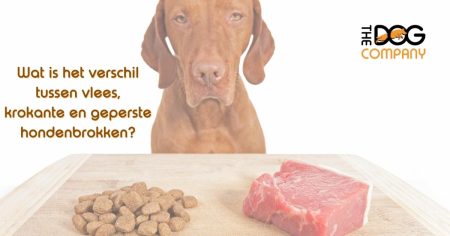 Verschil vlees, krokante en geperste hondenbrokken