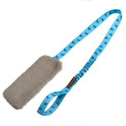 Faux Fur Squeaky Bungee Chaser - Blauw