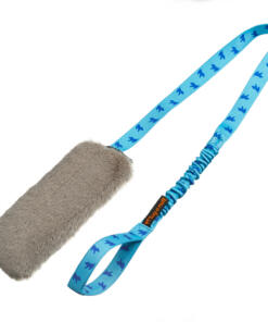 Faux Fur Squeaky Bungee Chaser - Blauw