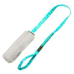 Faux Fur Squeaky Bungee Chaser Tug Teal