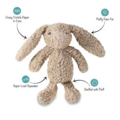 Love Bunny hondenspeelgoed met pieper en crinkle papier, productkenmerken