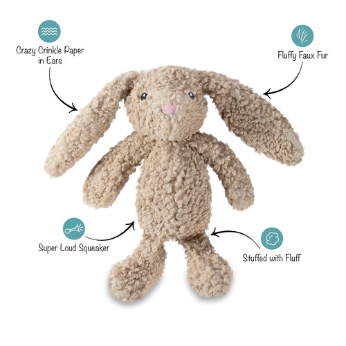Love Bunny Pluche Hondenspeelgoed Konijn met Pieper 4 Love Bunny hondenspeelgoed met pieper en crinkle papier, productkenmerken