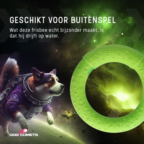 Dog Comets UFO Ring werpring voor honden | drijvend 4 Groene Dog Comets UFO Ring werpring die drijft op water