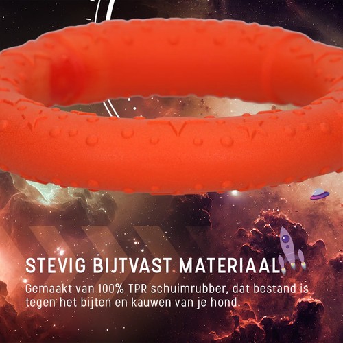 Dog Comets UFO Ring werpring voor honden | drijvend 5 Oranje UFO Ring van bijtvast TPR schuimrubber met sterretjesprofiel