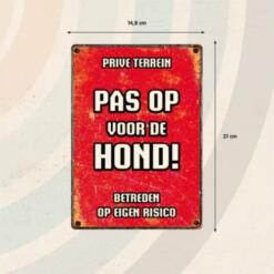 Bord Blik Rood Pas Op voor de Hond