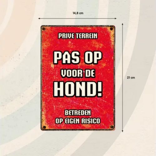 Bord Blik Rood Pas Op voor de Hond 4 Bord Blik Rood Pas Op voor de Hond