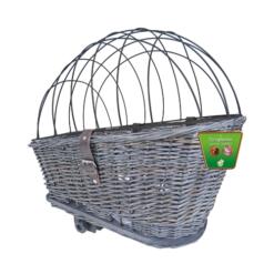 Fietsmand Riet Achterop + Rek Grijs