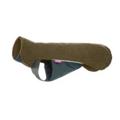 PolarPomppa Fleece Hondentrui met Rits 12 PolarPomppa fleece hondentrui in Olive, olijfgroene sherpa fleece met verlengde rug