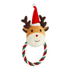 Rendier met kerstmuts en flostouw