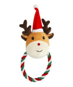 Rendier met kerstmuts en flostouw