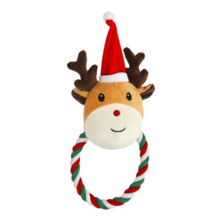 Rendier met kerstmuts en flostouw