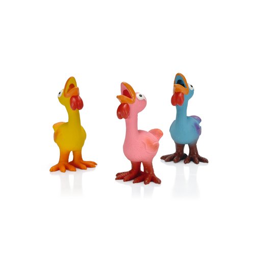 Beeztees Turkinies Latex Hondenspeelgoed met Piep – Assorti 3 Drie Beeztees Turkinies latex hondenspeeltjes met piep in oranje, roze en blauw, 17x9,5x8,5 cm