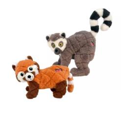 KONG Scampers pluchen hondenspeelgoed Lemur en Red Panda