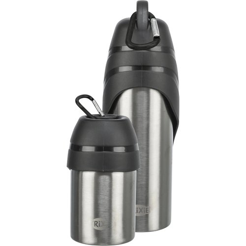 Reisfles met drinkbak voor honden 2 Trixie reisfles hond beide maten 300ml en 750ml RVS