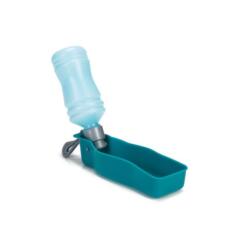 Beeztees drinkfles hond 250ml blauw met open drinkbakje en riemklem