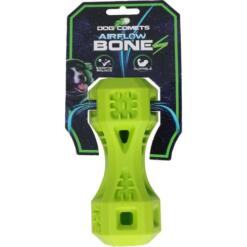 Dog Comets Airflow Bone maat S groen – apporteerspeelgoed voor honden van TPR-rubber