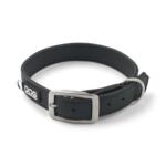 DOG Copenhagen Urban Classic: nieuwe halsband en lijn van veganistisch leer 17 DOG Copenhagen Urban Classic hondenhalsband zwart, volledig aanzicht in ringvorm, witte achtergrond