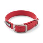 DOG Copenhagen Urban Classic: nieuwe halsband en lijn van veganistisch leer 16 DOG Copenhagen Urban Classic hondenhalsband rood (Classic Red), volledig aanzicht in ringvorm, witte achtergrond