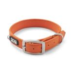 DOG Copenhagen Urban Classic: nieuwe halsband en lijn van veganistisch leer 11 DOG Copenhagen Urban Classic hondenhalsband oranje (Orange Sun), volledig aanzicht in ringvorm, witte achtergrond