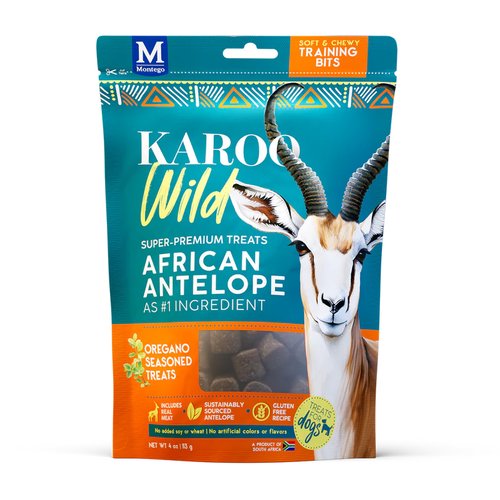Karoo Wild Training Bits Small – Antilopenvlees 7 Karoo Wild Training Bits Small Oregano voorkant – zachte training treats van vrij uitlopend antilopenvlees