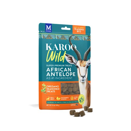 Karoo Wild Training Bits Small – Antilopenvlees 3 Karoo Wild Training Bits Small Oregano – graanvrije hondensnacks van antilopenvlees, 113 gram