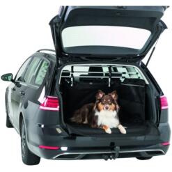 Kofferbak Beschermdeken Hond met Bumperbescherming 19 Border Collie liggend op Trixie kofferbak beschermdeken in open kofferbak stationwagen, schuine opname