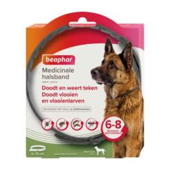 Beaphar Medicinale halsband voor honden vanaf 8 kg in verpakking met hond