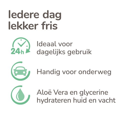 Beaphar Natte Hond Spray | Frisse vacht na een nat avontuur 4 Voordelen van Beaphar Natte Hond Spray: geschikt voor dagelijks gebruik, handig voor onderweg en met aloë vera en glycerine