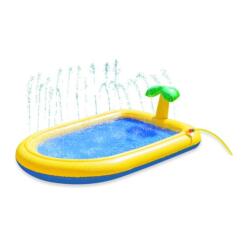 Geel Beeztees Palmy hondenzwembad met palmboom en spuitende sprinklers