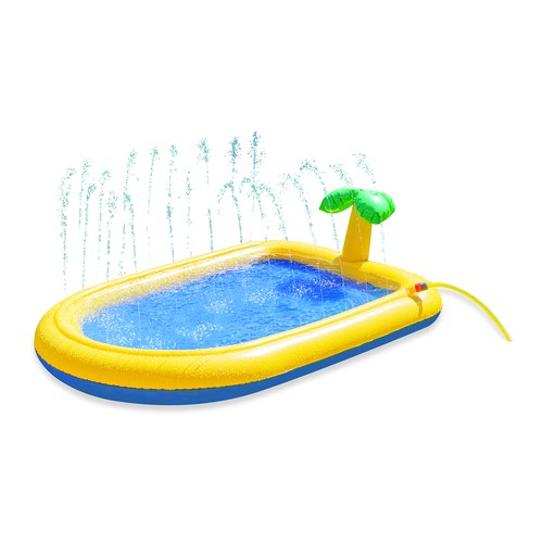 Beeztees Palmy Hondenzwembad met Sprinkler 2 Geel Beeztees Palmy hondenzwembad met palmboom en spuitende sprinklers