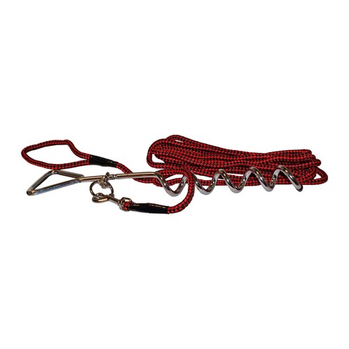 Campingset hond | Draaipen 43 cm + looplijn 5 meter 4 Draaipen grondanker met handvat en nylon looplijn met musketon en wartel
