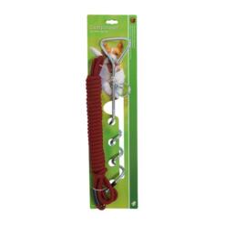 Campingset hond met draaipen 43 cm en rode looplijn van 5 meter