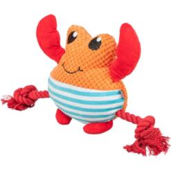 Pluche Krab Hondenspeeltje met Touw en Pieper | Trixie 6 Pluche krab hondenspeeltje met pieper en touwarmen, zijaanzicht