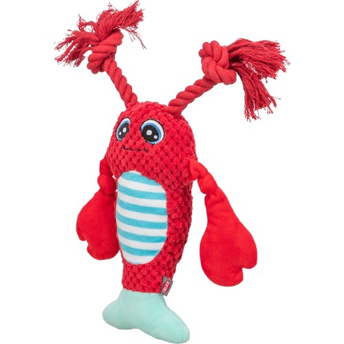 Pluche Kreeft Hondenspeeltje met Touw en Pieper 4 Rode pluche kreeft voor honden met zachte scharen, pieper en turquoise staart