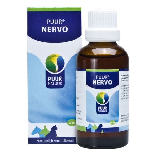 PUUR Nervo voor honden | Rust bij vuurwerk en onweer 3 PUUR Nervo 50 ml flesje en doosje, rustgevende druppels voor honden bij vuurwerk