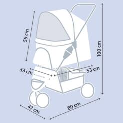 Trixie Hondenbuggy 3 Wielen | Honden tot 11 kg 18 Maattekening hondenbuggy: 47 cm breed, 80 cm lang, 100 cm hoog en binnenmaat 33 x 53 x 55 cm