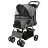 Trixie Hondenbuggy 4 wielen | Honden tot 15 kg 1 Grijze Trixie hondenbuggy met 4 wielen, zijaanzicht met gesloten kap en mandje onderin