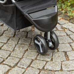 Trixie Hondenbuggy 3 Wielen | Honden tot 11 kg 25 Geveerd dubbel voorwiel van de hondenbuggy met spatbord op klinkers