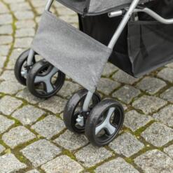 Hondenbuggy met 4 wielen op klinkers, met geveerde dubbele voorwielen