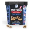 Montego Chewies BBQ Tjoppies 500 g | Zachte Snack 1 Emmer Montego Bags o' Wags Chewies BBQ Tjoppies 500 gram met zachte hondensnacks in de vorm van een karbonaatje