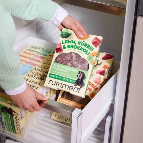 Nutriment Fresh | Vers Hondenvoer, 5 smaken 4 Bakjes Nutriment Fresh in de vriezerlade, diepvries hondenvoer bewaren bij min 18 graden