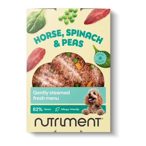 Nutriment Fresh | Vers Hondenvoer, 5 smaken 2 Nutriment Fresh paard, spinazie en erwten 400 gram, vers hondenvoer met 82 procent paardenvlees