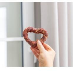 Hand houdt het kauwhart met eendenborst vast om het formaat te laten zien