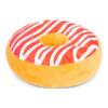 Beeztees Donut XL Framboos, donut hondenknuffel met rode glazuurlaag en witte strepen