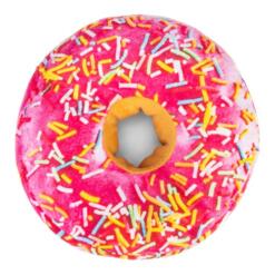 Donut hondenknuffel Beeztees XL met knisperfolie 15 Bovenkant van de Beeztees Donut XL Regenboog met roze glazuur en spikkels